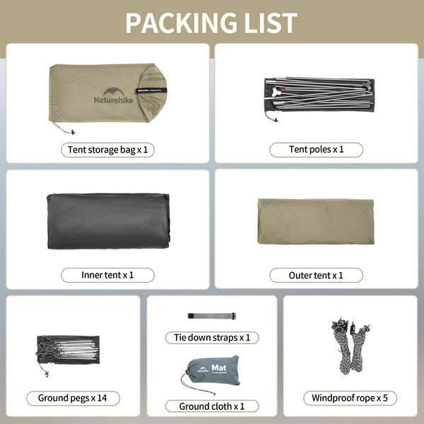 Naturehike Cloud up 2 Camping Tent 2 Man Backpacking Tent 3-4 Season Wild Country Tent Lightweight Dome Tent