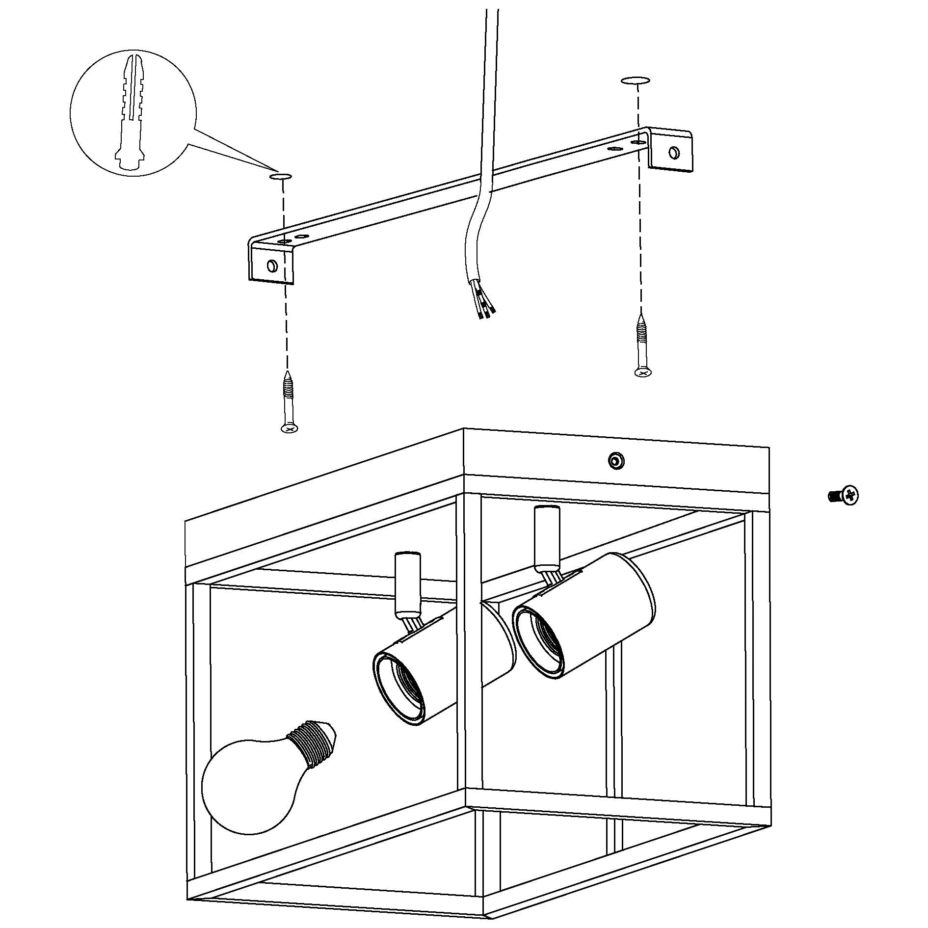 Eglo Silentina 2-Buld Flush Ceiling Light, Industrial Design Living Room, Kitchen and Hallway Ceiling Spotlight, Black Steel Pendant Lighting
