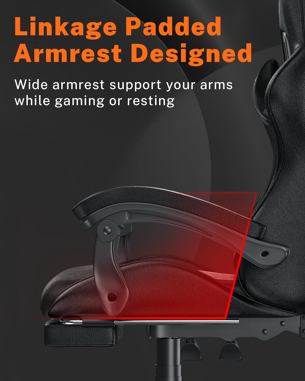 bigzzia RGB Gaming Chair with LED Lights and Ergonomic Computer Chair Reclining PU Leather High Back Video Game Chair with Headrest Adjustable Lumbar Support Linkage Armrest for Adults (Black/Grey)