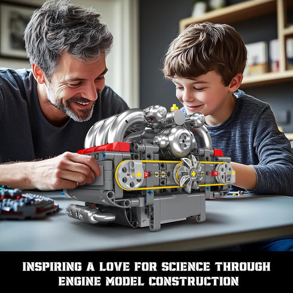 Mould King 10193 Engine Building Blocks Toy Kit, Boxer Engine Clamping Blocks Construction Kit Model, Toy Gift Collectibles for Adults Boys Girls(609 Pieces)