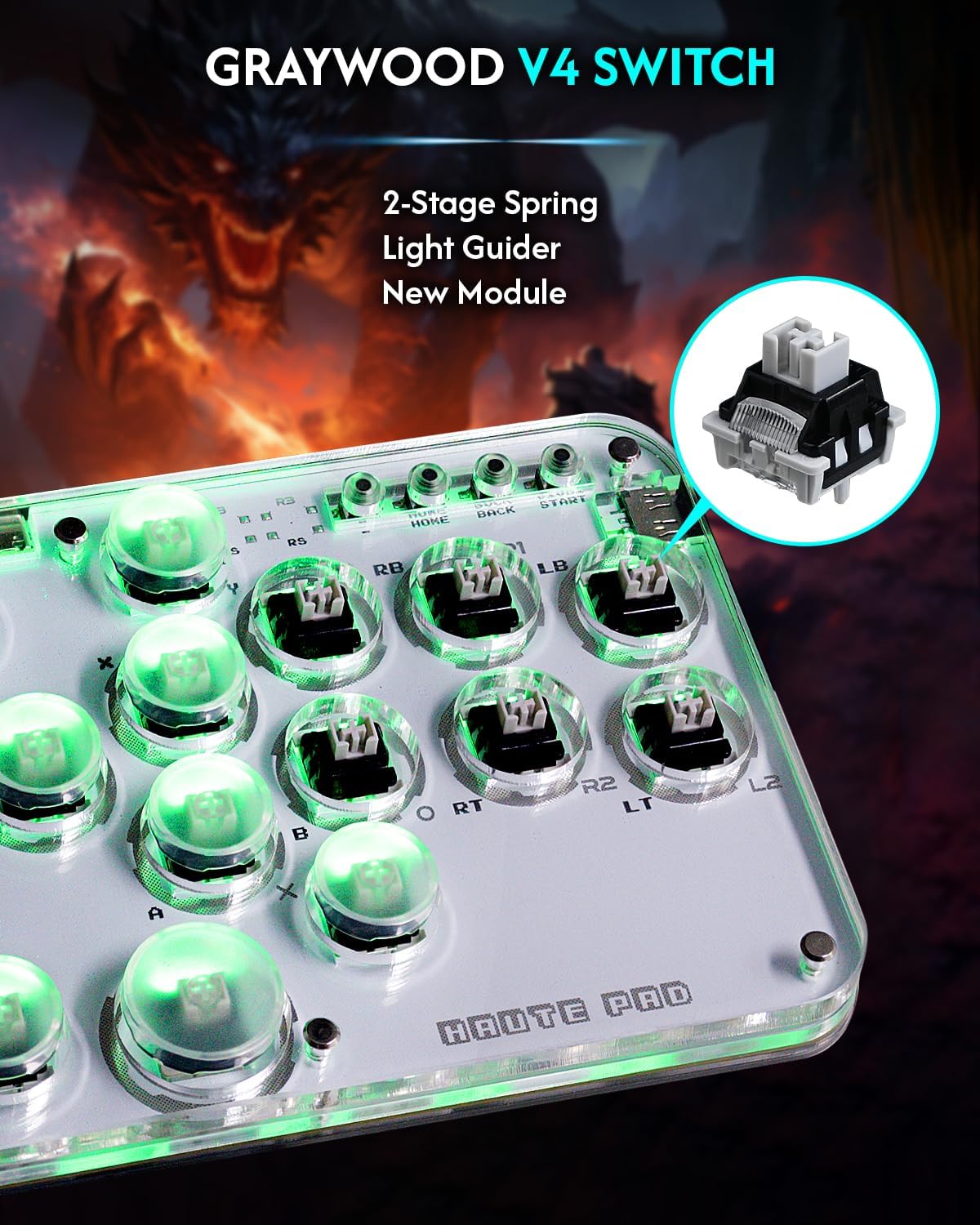 Sehawei Haute42 Arcade Stick 16Keys All-Button Gamerfinger with Custom RGB & Turbo Functions,Arcade Controller Street Fight for PC/Ps3/Ps4/Switch/Steam Game Keyboard-Supports Hot Swap & SOCD