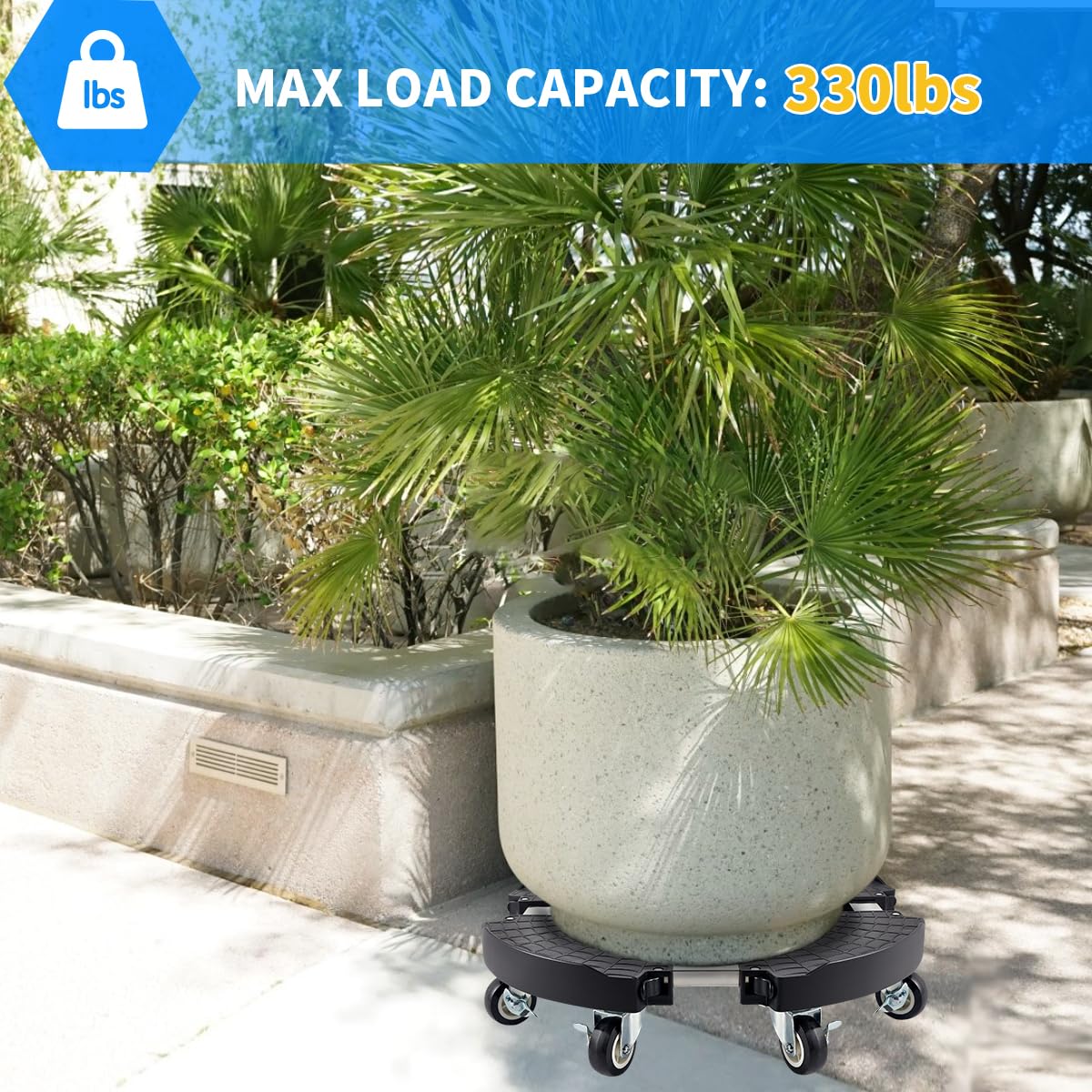 2 Pack Plant Caddy with Wheels Heavy Duty, Plant Trolley with 8 Lockable Casters, Plant Stand with Wheels Heavy Duty Adjustable 15"-21", 330lbs