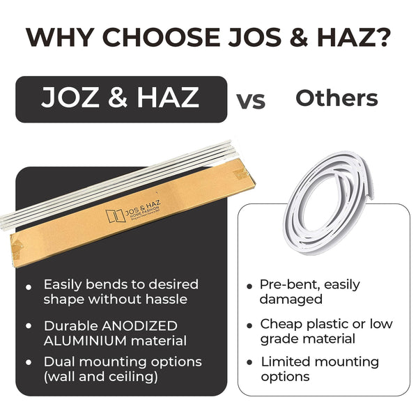 Aluminium Flexible Ceiling Curtain Track 3ft-16.4ft / 5m | Bendable Curtain Rail for Bay Windows & Shower | Heavy Duty Ceiling Mounted Track for