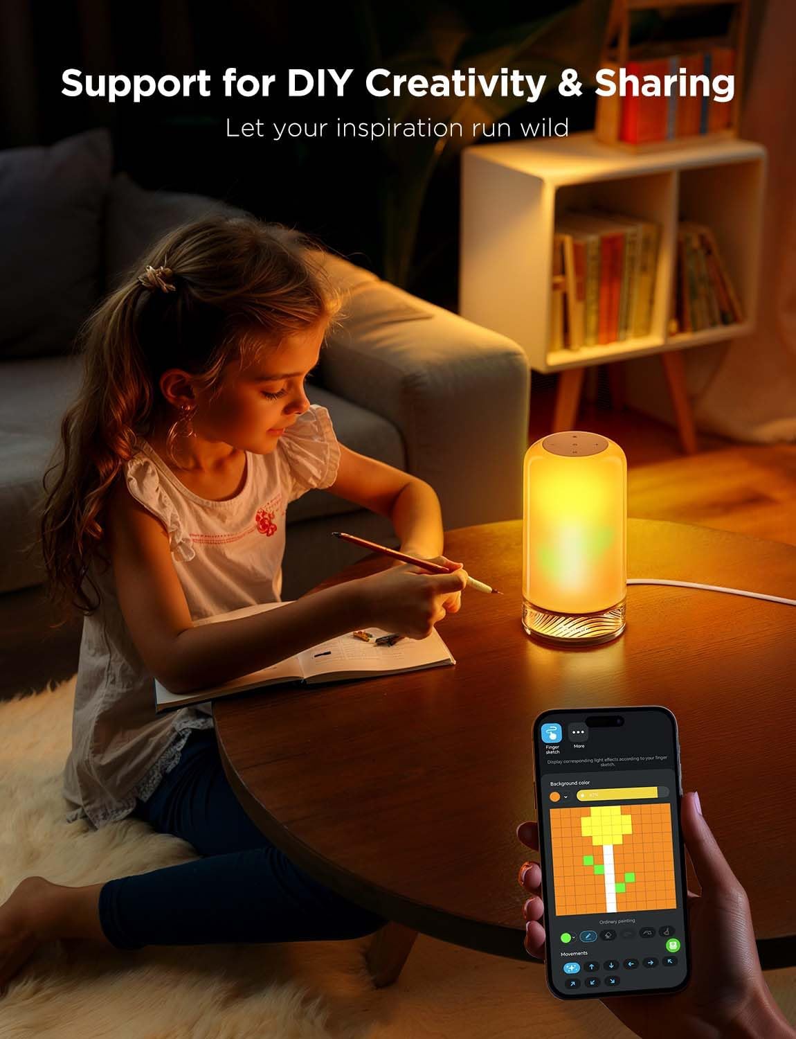 Govee Bedside Touch Table Lamp, Night Light Kids LED RGBICWW Works with Matter and Alexa, Music Sync, 64 Scene Modes, Timer, 2700-6500K Night Lamp for Bedroom, Kids, Living Room Decor(Corded Electric)