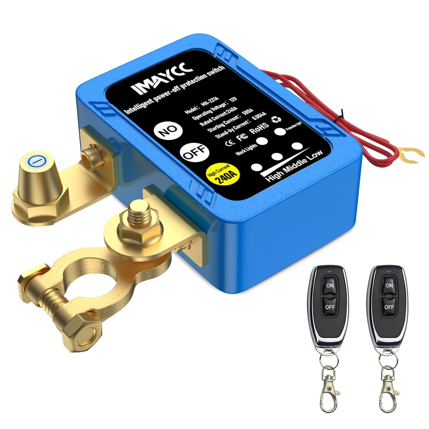 IMAYCC Wireless Kill Switch for Car, Remote Battery Disconnect Switch 12V 120A,Battery Cut off Switch 12v,Car Battery Isolator Switch Anti Theft, Automatic Cut/Shut Off Switch for RV, ATV,Truck, Boat.