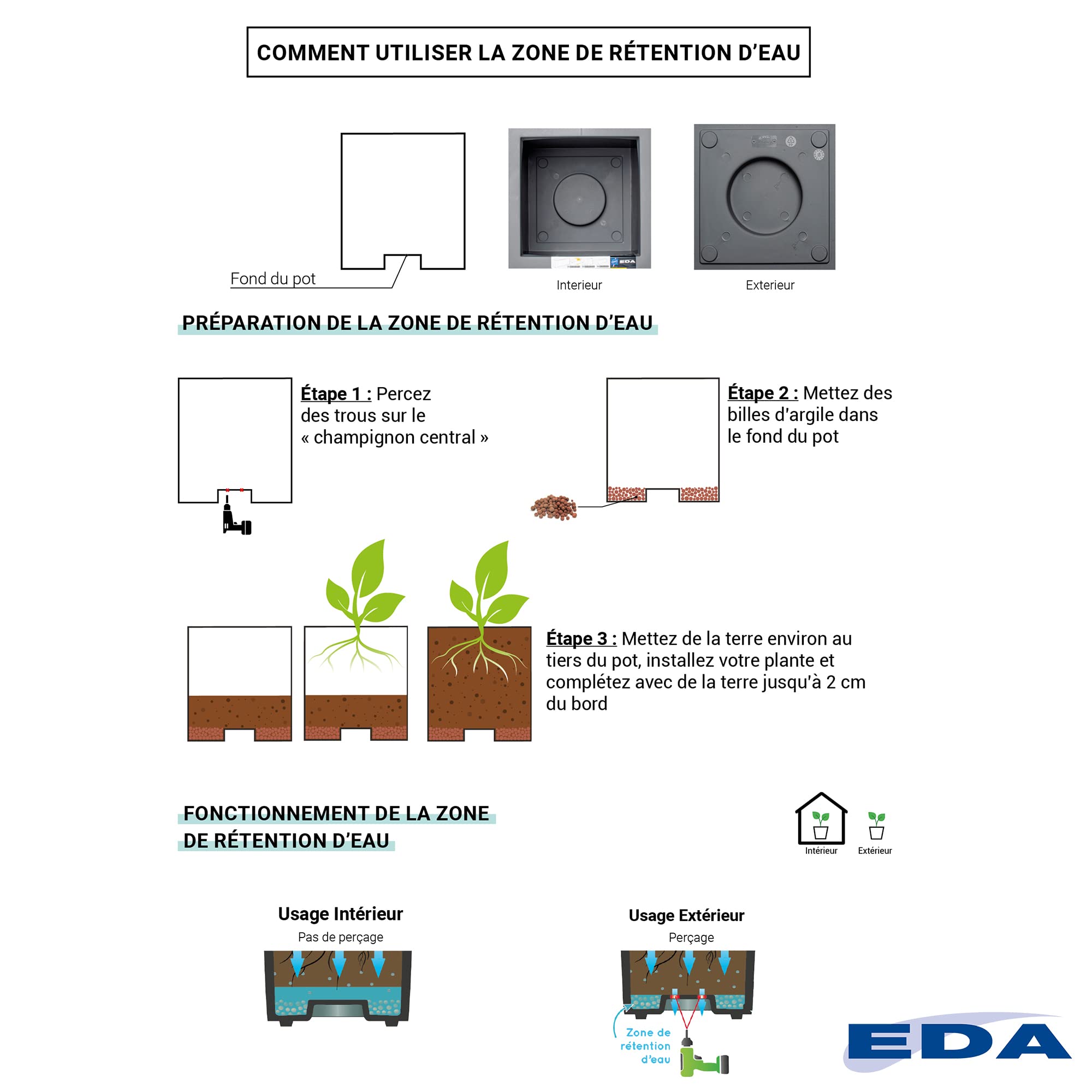 EDA Flower Pot, Anthracite Grey, 30 cm
