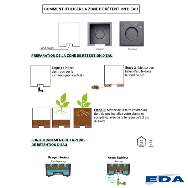 EDA Flower Pot, Anthracite Grey, 30 cm
