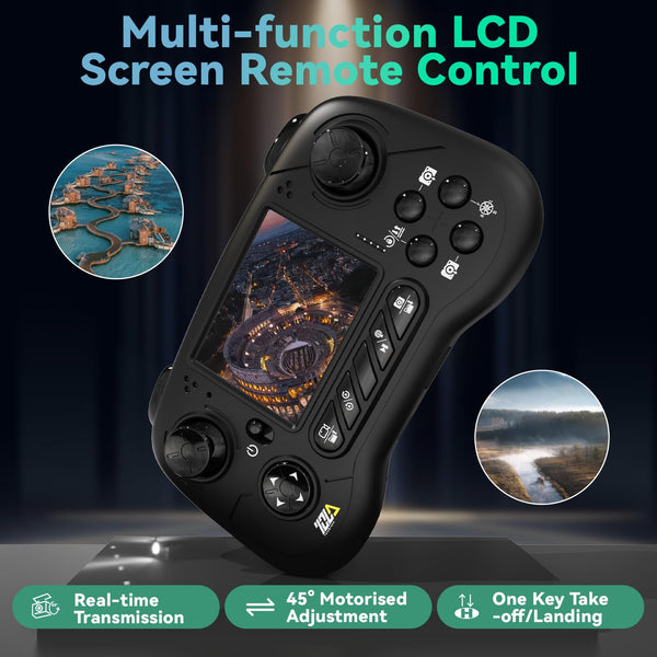 Toladrone TD31LCD Drone with LCD Screen, Digital Image Transmission, Drone with Camera Brushless Motor Drones for Beginners, Foldable RC Quadcopter for Adults