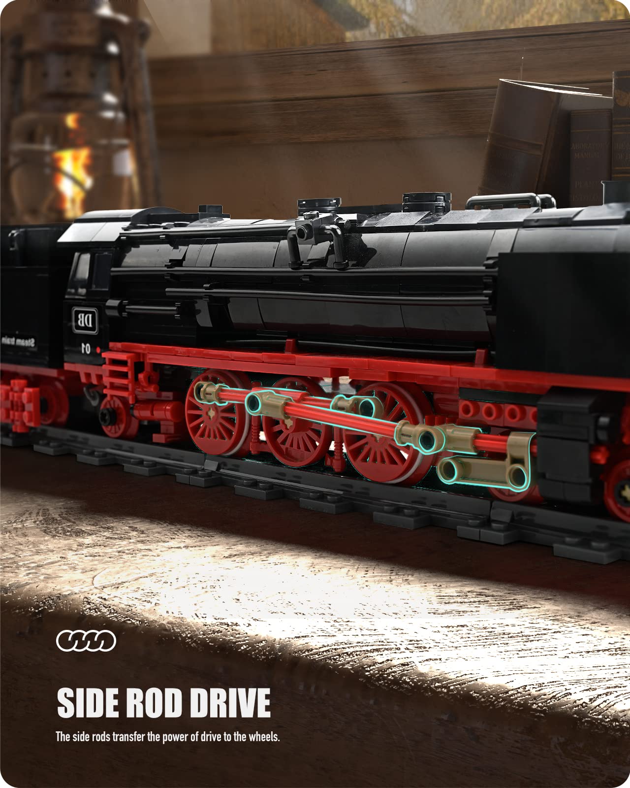 Nifeliz Retro Steam Train Express Model Building Blocks with Rails, Locomotive Set Railway Construction Toy, Gift for Adults and Boys (1173 Pieces)