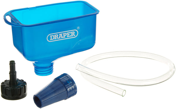 Draper Engine Oil Fuel Funnel with Flexible Hose | Wide Mouth Multifunctional Extra Large Funnel for Car Automotive | 26327, Blue