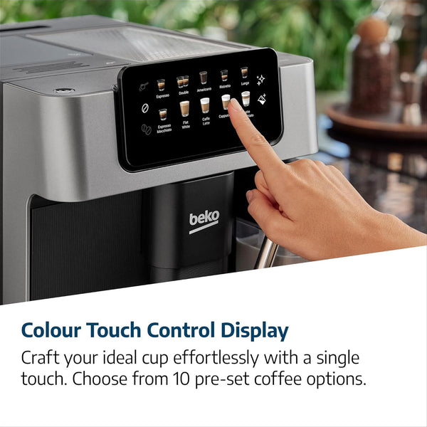 Beko Bean to Cup Coffee Espresso Machine CaffeExperto CEG7304X | Milk Jug | Colour Touch Screen Panel | 19 Bar Pressure, 2 Coffee Nozzles | Fully Automatic, Silver