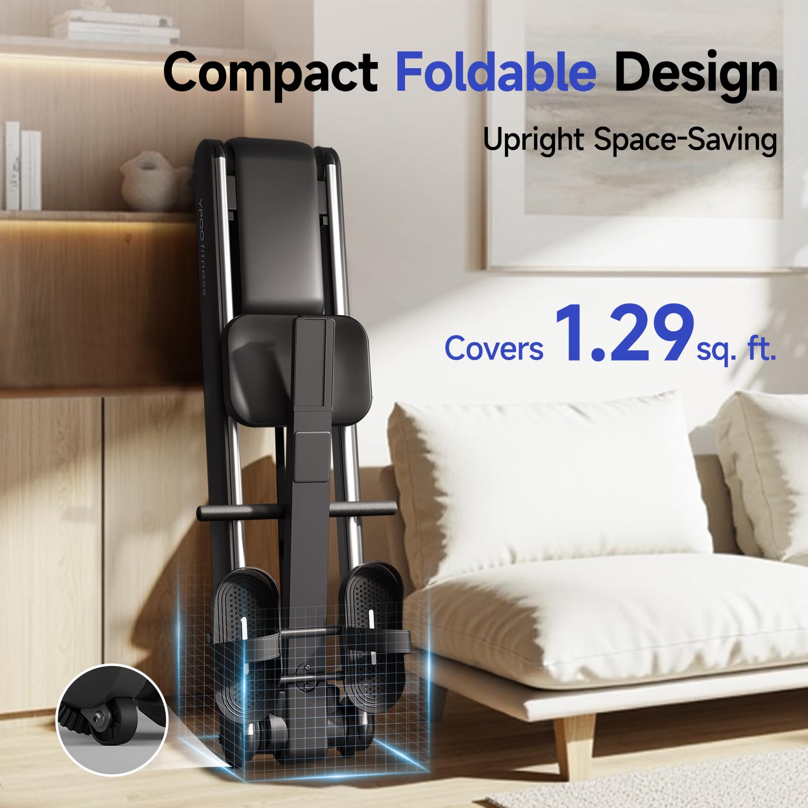 YPOO Rowing Machines, Magnetic Rowing Machines for Home Gym, 16 Levels Resistance Rowing Machine Foldable Quiet with Dual Slide Rail, 350lb Folding Rowing Machine with LCD Display Seat Cushion & App