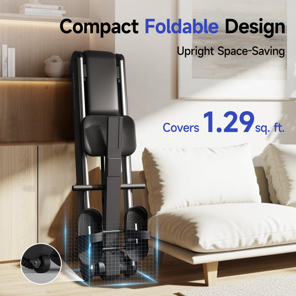 YPOO Rowing Machines, Magnetic Rowing Machines for Home Gym, 16 Levels Resistance Rowing Machine Foldable Quiet with Dual Slide Rail, 350lb Folding Rowing Machine with LCD Display Seat Cushion & App
