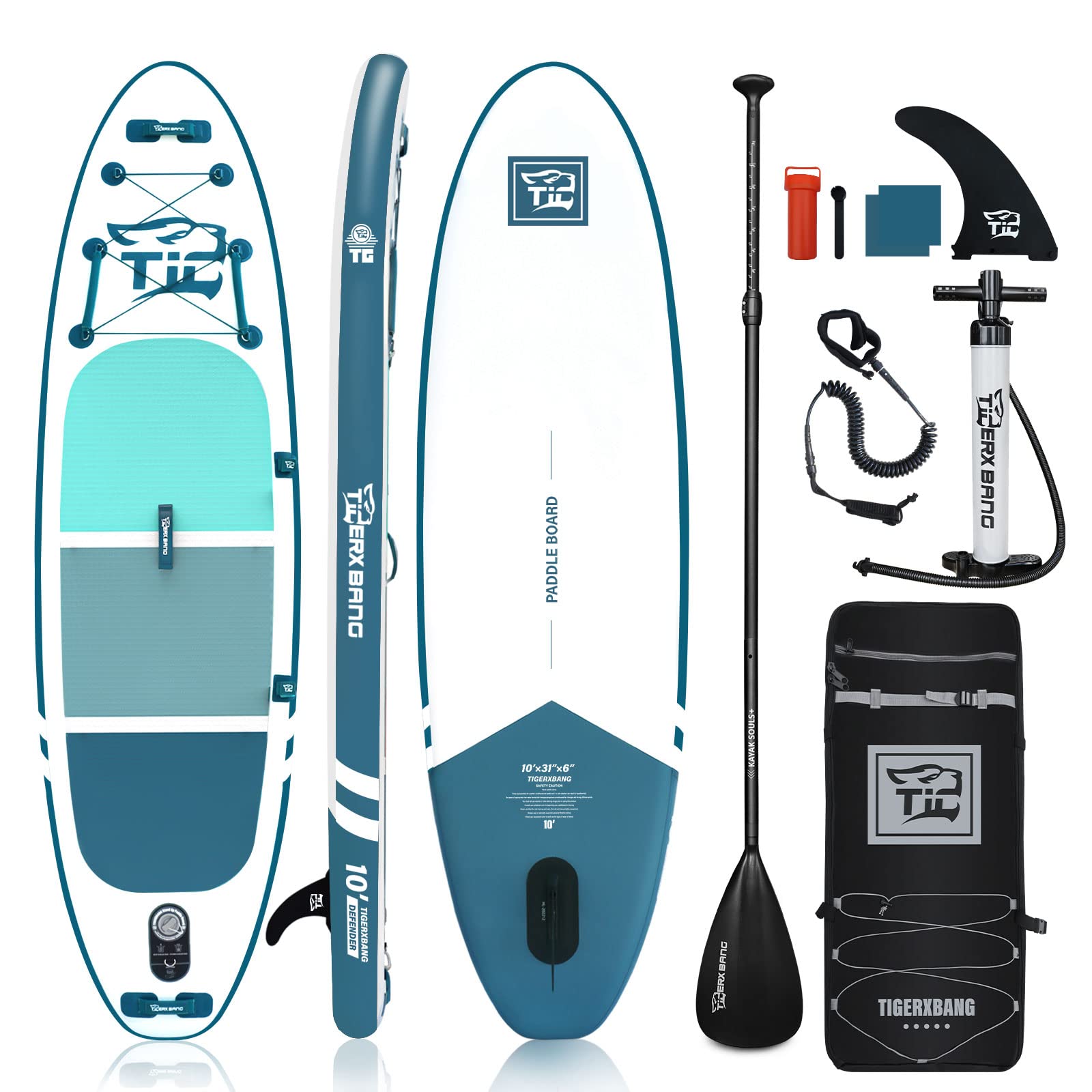 TIGERXBANG Stand Up Paddle Boards 10'6" x 32" x 6"丨10' x 31" x 6" with Premium SUP Board Accessories, Inflatable Paddle Boards for Adults/Kids Stand Up PaddleBoarding