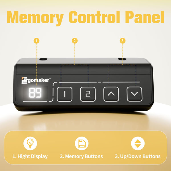 ERGOMAKER Electric Height Adjustable Standing Desk 80x60cm (31.5"x23.6"), Sit Stand Desk with Splicing Top for Home Office (Black Frame + Black Desktop)