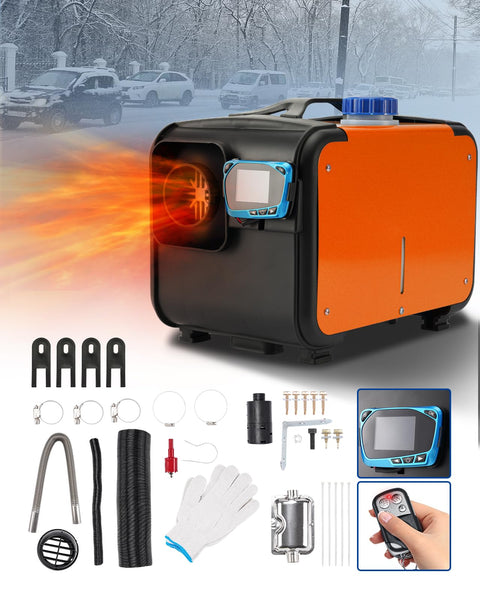 ShockFlo 12V 5KW Diesel Air Heater, All in One Parking Heater Kit with Remote Control, Silencer and LCD Display, Fast Heating, for RV Truck, Motorhomes, Boat, Bus, Car Trailer, Caravans