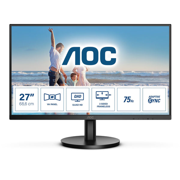 AOC 27B3CA2 - 27 Inch FHD Monitor, 100Hz, IPS, Speakers, USB-C Connectivity, FlickerFree, Adaptive Sync, LowBlue (1920 x 1080, 250 cd/m2, HDMI 1.4 / USB-C 65W Power delivery)