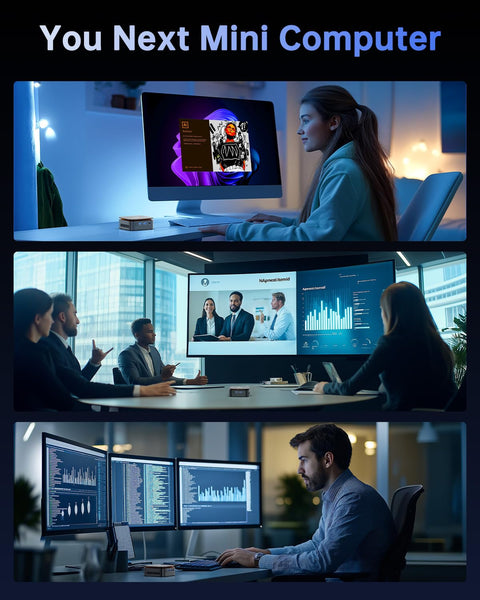 NiPoGi Essenx E1 Mini PC Ιntel Alder Lake-Ν95 (Up to 3.4GHz), Mini PC Windows 11 Pro 16GB RAM 512 GB M.2SSD, Mini Computer 4K@60Hz Dual Display/WiFi/BT, Mini Desktop PC for Business, Office