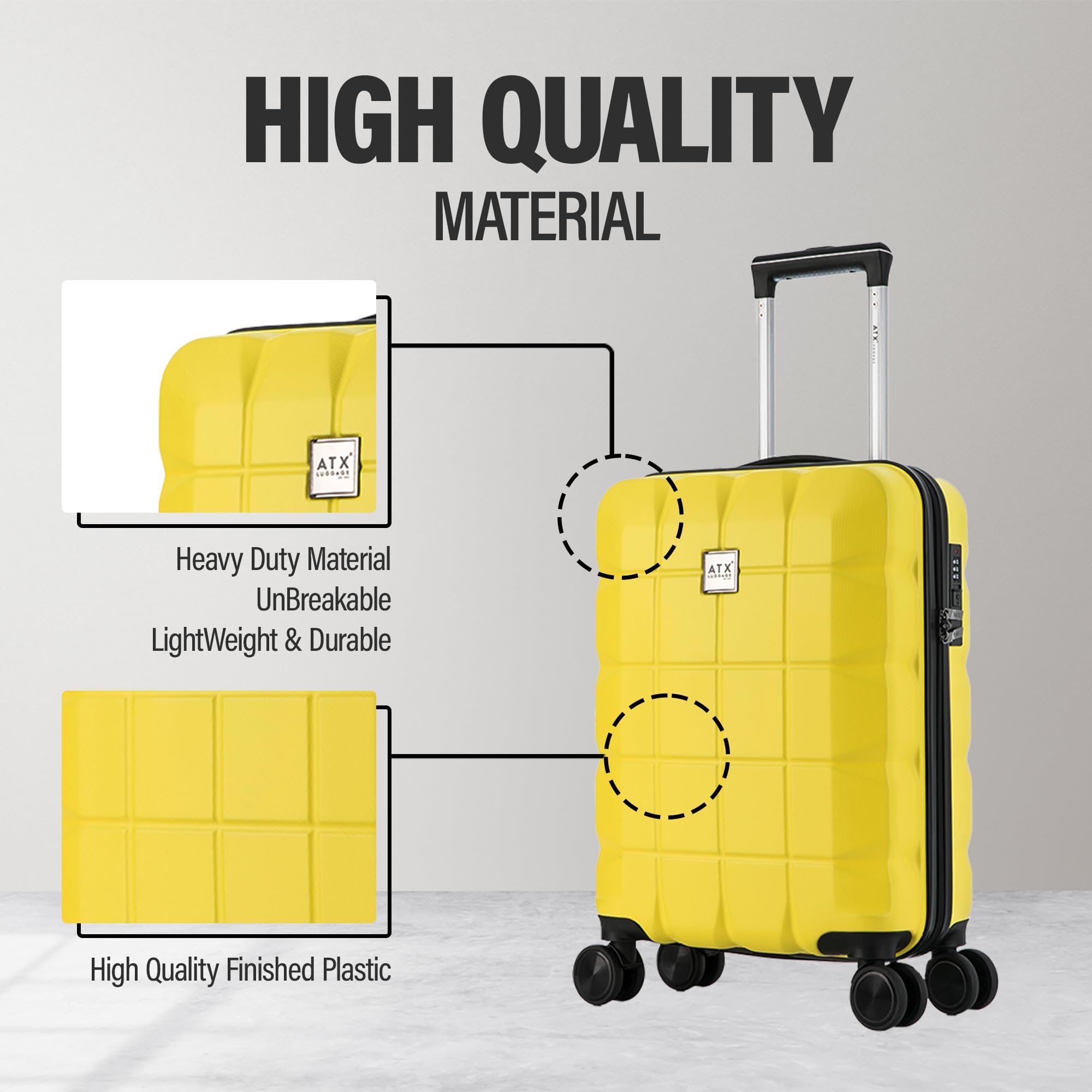 ATX Luggage Suitcase Large on 4 Dual Spinner Wheels Super Lightweight ABS Hard Shell Hold Check in with Built-in TSA Lock (Orange, 110 Liter)