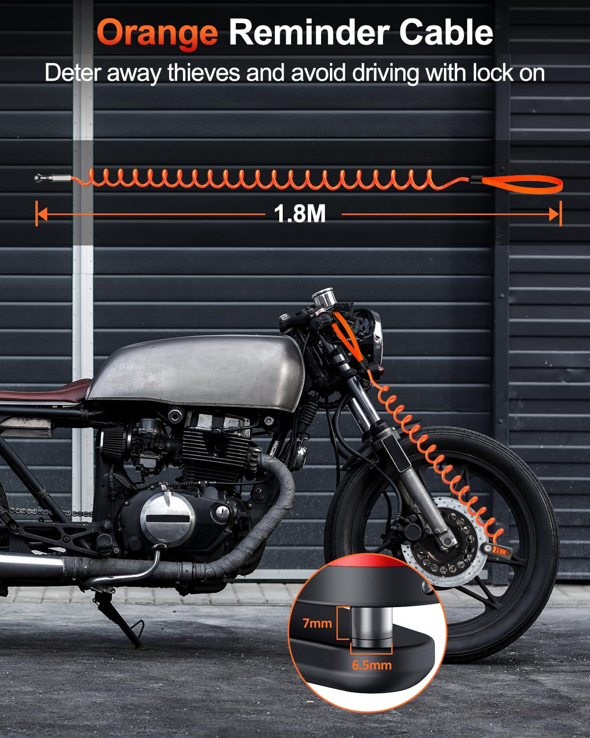 ZEXMTE Motorbike Disc Lock with Alarm, Rechargeable 120dB Anti-Theft Alarm with 5.9 FT Reminder Cable, Heavy-duty Motorcycles Locks Waterproof Disc Lock for Motorcycle, Bike, Scooter, E-Bike