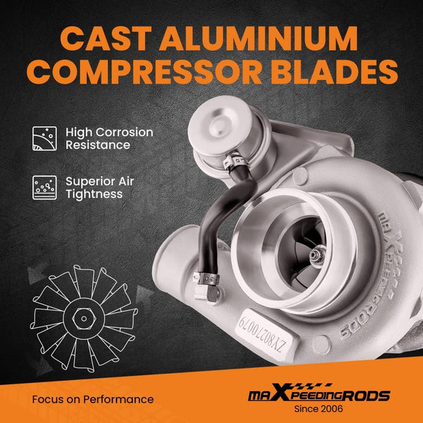 maXpeedingrods GT25 GT28 GT2871 Upgrade Turbo Charger 350BHP+ Boost 0.64 A/R, GT2860 SR20 CA18DET 5-Bolt Flange Universal Turbocharger for 1.5L-2.0L Engine Water + Oil Cooled Turbo W/Gaskets