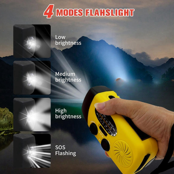 iRonsnow Solar Emergency Hand Crank Weather Radio, Portable Self Powered NOAA AM/FM Radios with SOS Alarm LED Flashlight 2000mAh Smart Phone USB Charger for Camping (Red)