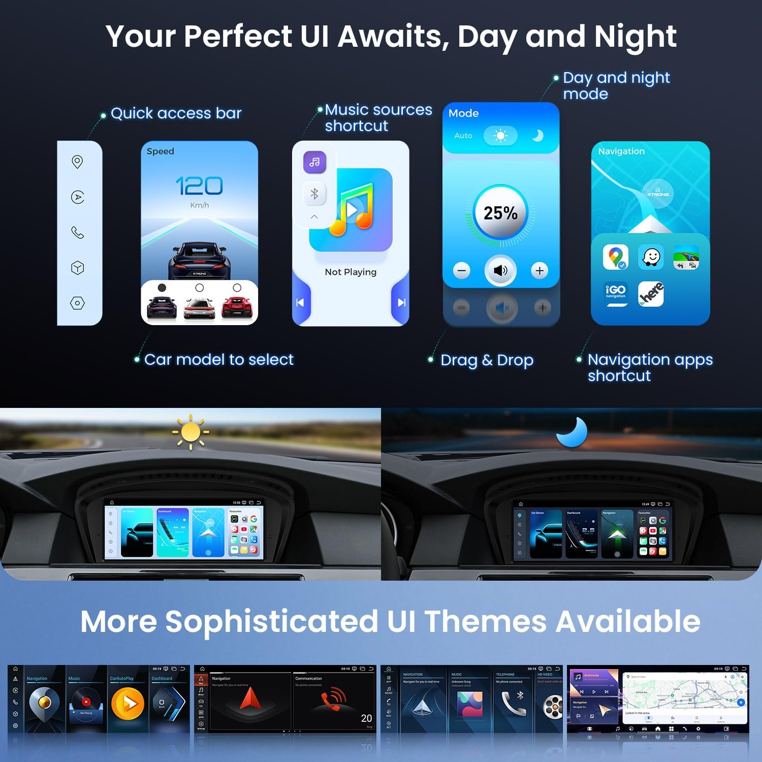 XTRONS 8.8" Car Stereo Android Octa-Core 4+64GB for BMW 3 Series E90 E91 5 Series E60 E61 (2005-2008) w CCC system Touch IPS Screen GPS navigation, w 4G LTE CarAutoPlay Android Auto Support AHD Camera