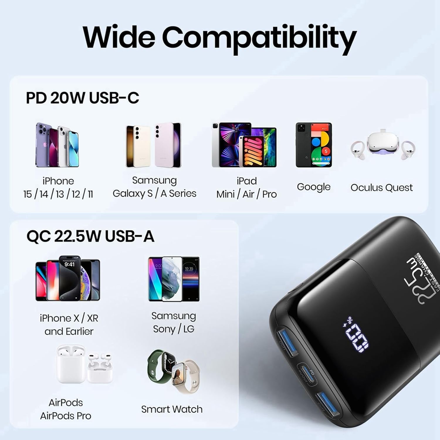 INIU Power Bank, 22.5W Fast Charging 10000mAh Battery Pack USB C Input & Output Portable Charger, PD3.0 QC4.0 Mini Portable Battery Bank for iPhone 16 15 14 13 Pro Max Mini Plus Samsung S22 S21