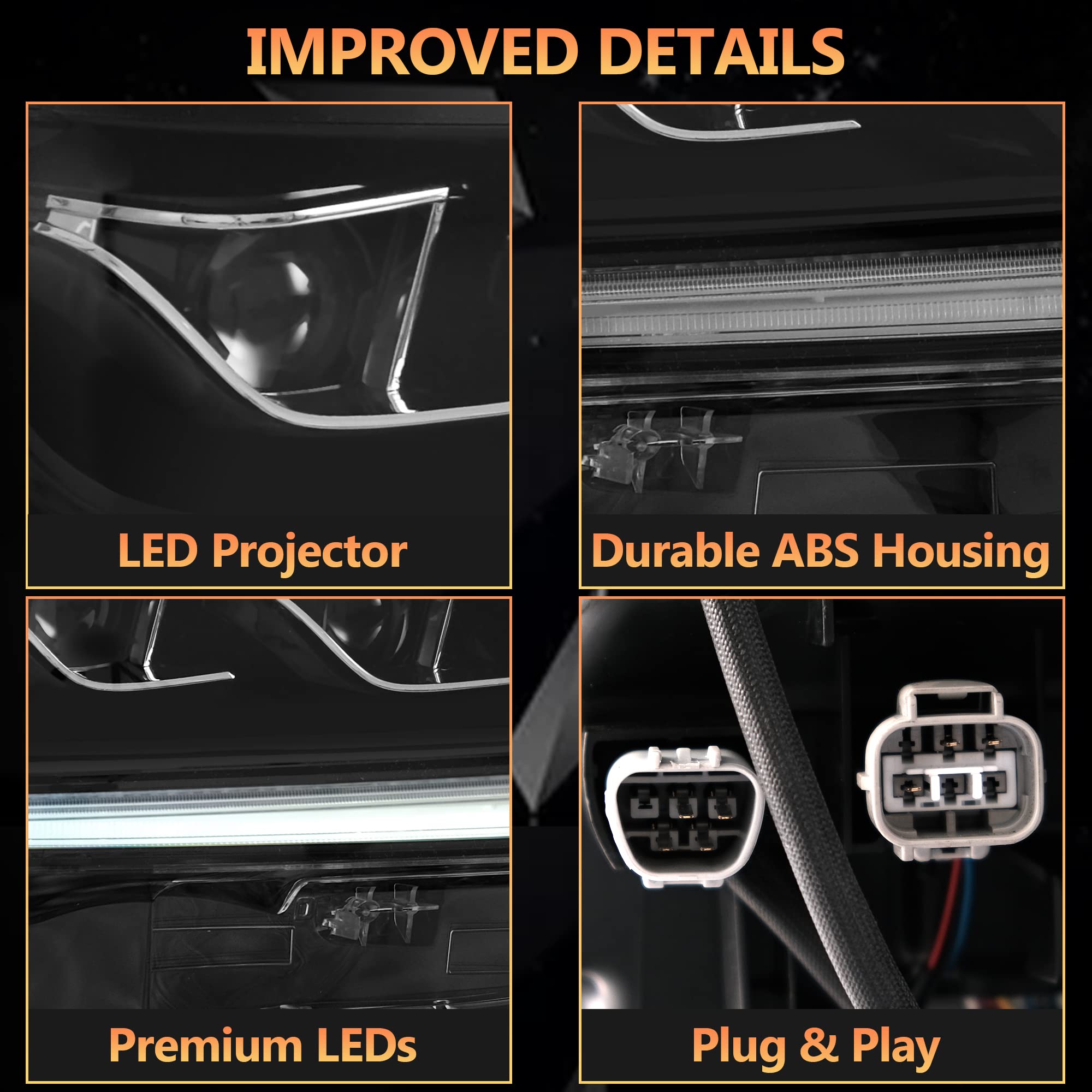 VLAND Motor LED Rear Lights compatible with RX270, RX330, RX350 F Sport, RX400h, RX450h, RX450hl 2010-2015, w/Amber Sequential Indicator, Driver & Passenger Side - Clear