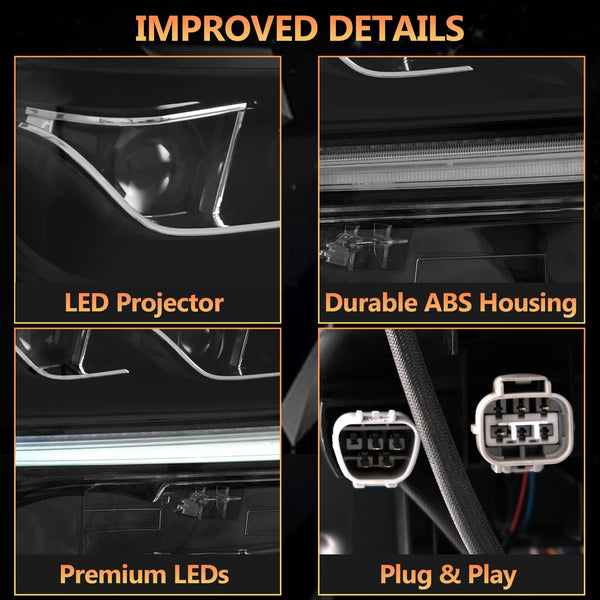 VLAND Motor LED Rear Lights compatible with RX270, RX330, RX350 F Sport, RX400h, RX450h, RX450hl 2010-2015, w/Amber Sequential Indicator, Driver & Passenger Side - Clear