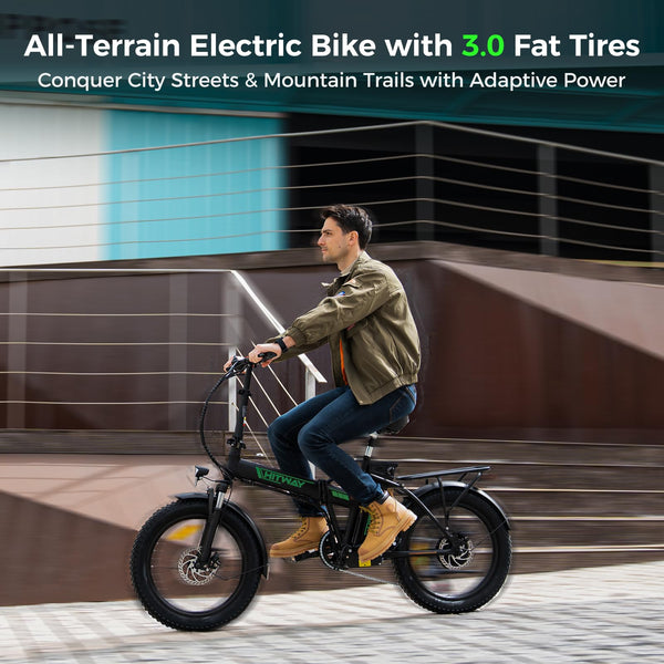 HITWAY Electric Bike for Adults, 20"*3.0 Fat Tire E-Bike 250W Electric Bicycle, Folding Electric Bike, 36V/12Ah Removable Battery, Range 35-90KM, 7-Speed Mountain E Bike for Men Women
