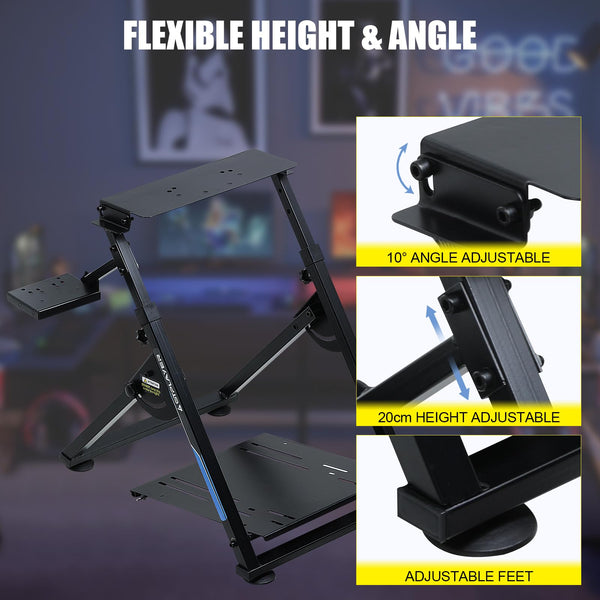 GTPLAYER Steering Wheel Stand for G25 G27 G29 G920 Foldable Racing Wheel Stand with Cup Holder Adjustable Height/Angle, Driving Simulator Gaming Wheel Stand