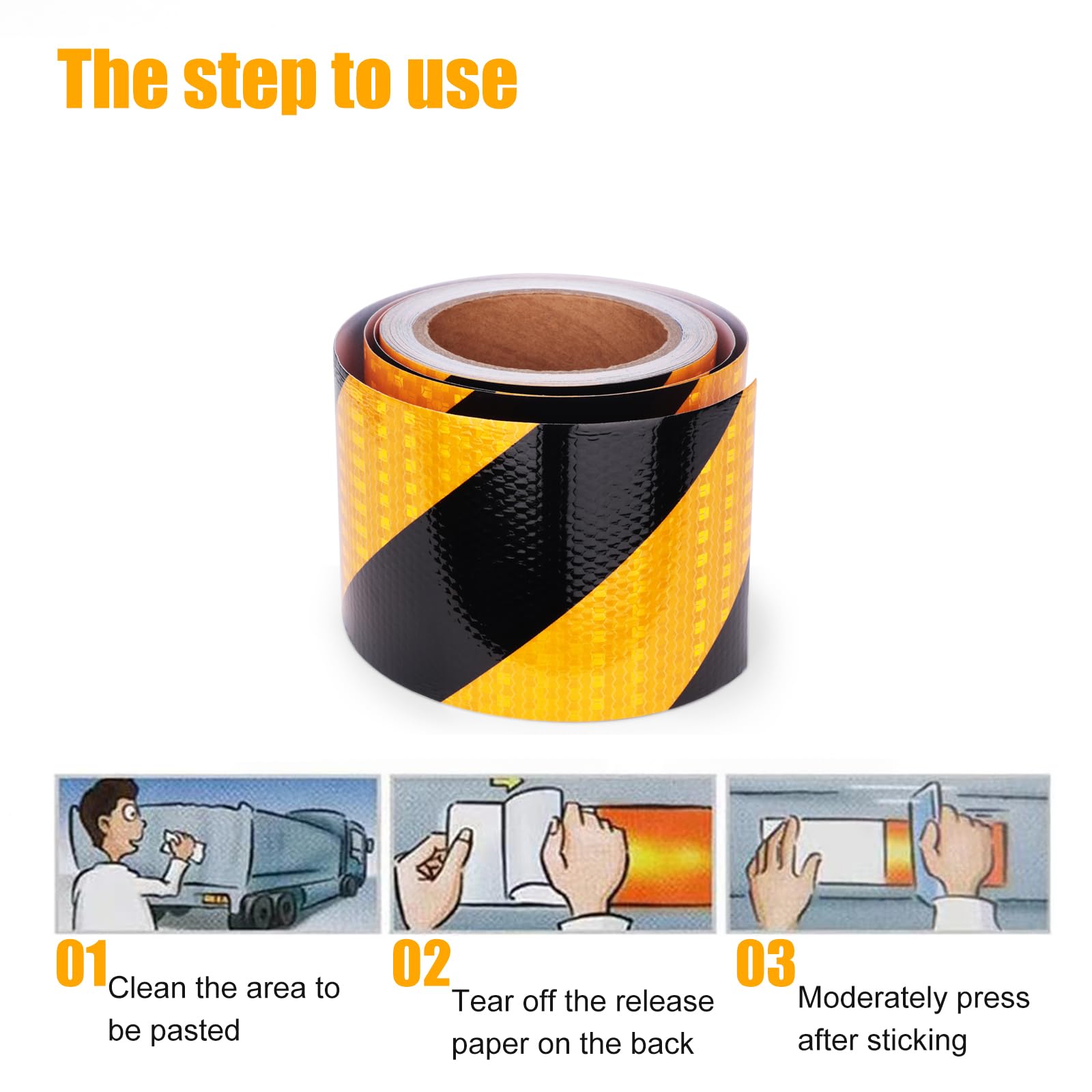 XFXIA Reflective Tape - Yellow & Black, 10cm x 20m, Waterproof, Self-Adhesive Warning Tape for Vehicles, Cars, Trailers, Outdoors