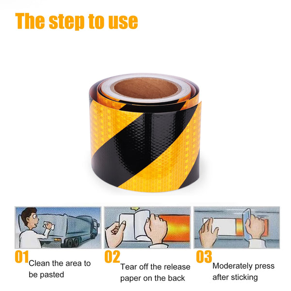 XFXIA Reflective Tape - Yellow & Black, 10cm x 20m, Waterproof, Self-Adhesive Warning Tape for Vehicles, Cars, Trailers, Outdoors