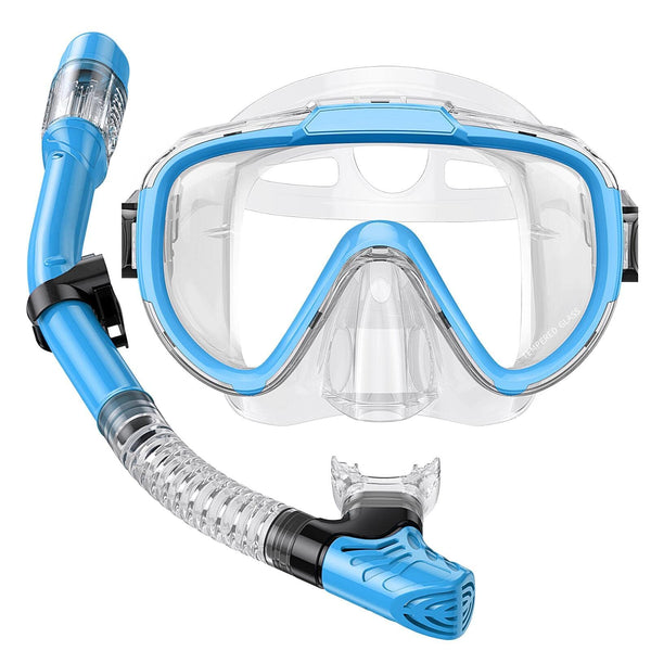 Lealinga Snorkel Set Adults Snorkel Mask Anti-Fog Panoramic View Diving Mask Dry Top Snorkel Kit with Travel Bag Diving Set for Snorkeling Scuba Diving Swimming Travel