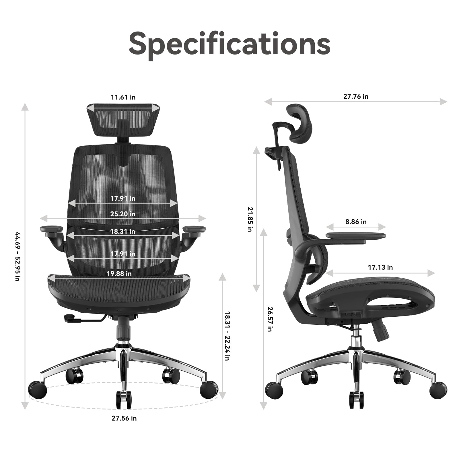 SIHOO M59AS Ergonomic Office Chair, Desk Chair with 3D Coordinated Flip-up Armrests, Computer Chair with Dual Back Design and Adaptive Dynamic Lumbar