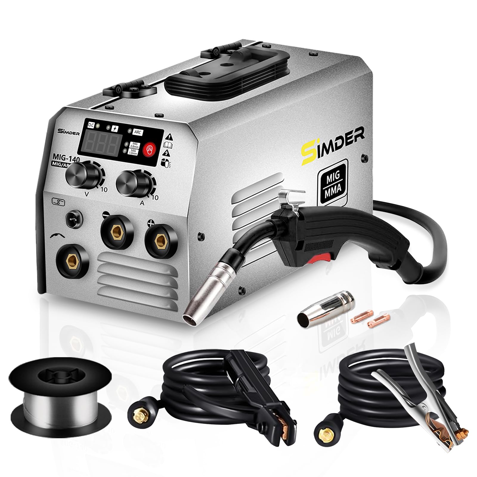 SSIMDER MIG Welder 240V Gasless MIG MMA 2 in 1 Welding Machine Flux Core Welder 220V 140Amp IGBT Inverter Welder MIG No Gas for Home DIY, Auto Repair, Metal Crafting,Best for Beginner