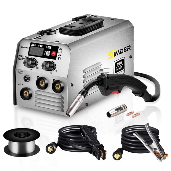 SSIMDER MIG Welder 240V Gasless MIG MMA 2 in 1 Welding Machine Flux Core Welder 220V 140Amp IGBT Inverter Welder MIG No Gas for Home DIY, Auto Repair, Metal Crafting,Best for Beginner