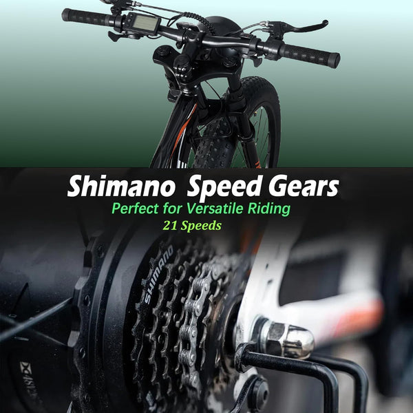 BSTSEL 26 inch Wheels Electric Bike Fat Tires for Adults with 36V 10.4Ah Removable Battery 21-Speed All-Terrain eBike, 250W Motor 25KM/H Electric Mountain Bike for Men Women, 4 Riding Modes