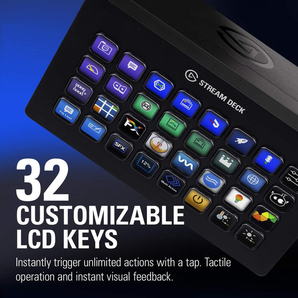 Elgato Stream Deck XL – Advanced Studio Controller, 32 macro keys, trigger actions in apps and software like OBS, Twitch, YouTube and more, works with Mac and PC