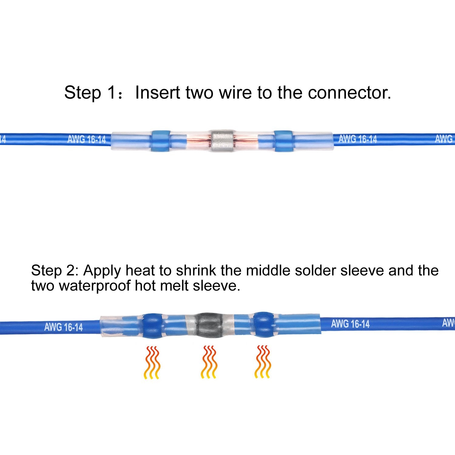 Kuject Heat-Shrink Tubing Set - 200 Pieces, Waterproof & Crimp Connector for Automotive, Marine & Boat