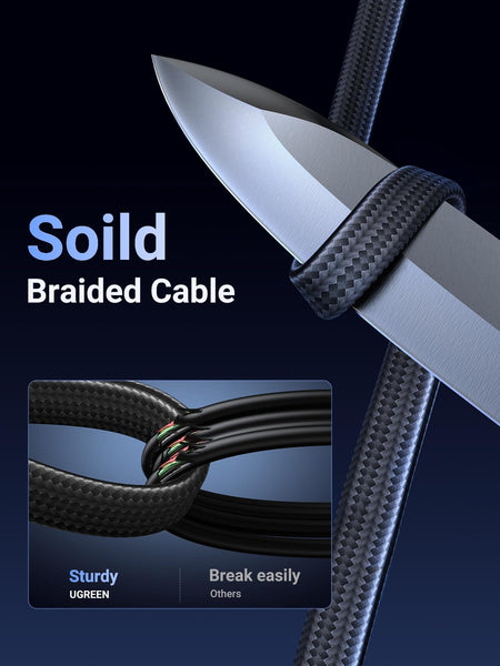 UGREEN Ethernet Cable 5M, Cat 8 Internet Cable Flat High-Speed 40Gbps 2000Mhz Network Cable, Gigabit Braided RJ45 LAN Cable Patch Cord Compatible for PC/Laptop, PS5, Xbox, Modem, Router, Switch, TV