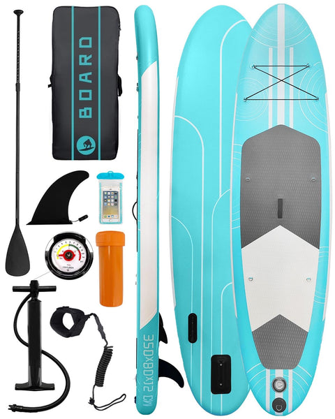 Inflatable Stand Up Paddle Board 10'6"×31"×6"", Max 140KG Load SUP Paddle Board with Accessories Waterproof Cell Phone Bag, Excellent Paddleboards for Adults/Youth/Beginners/Advanced/Water yoga