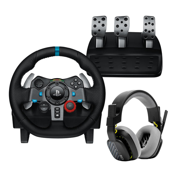 Logitech G29 Driving Force Racing Wheel and Floor Pedals, Real Force Feedback, Stainless Steel Paddle Shifters, Leather Steering Wheel Cover for PS5, PS4, PC, Mac, Black