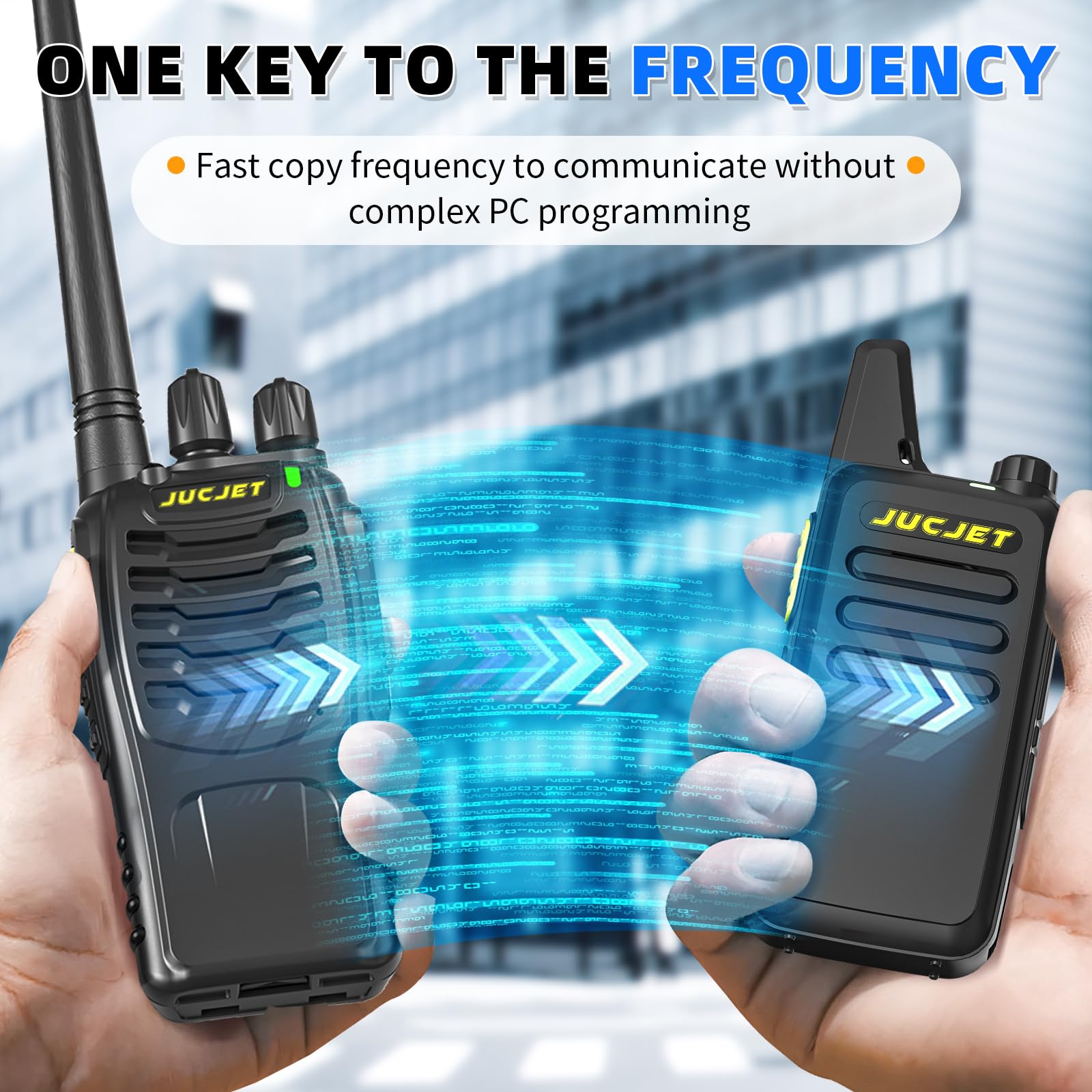 JUCJET Walkie Talkies 2023 Upgraded 88E Walkie Talkie Long Range for Adults with Earpieces, 16 Channel Handheld 2 Way Radio Rechargeable with Flashlight Li-ion Battery and Charger(4 Pack)