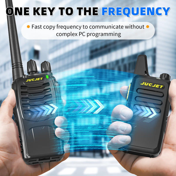 JUCJET Walkie Talkies 2023 Upgraded 88E Walkie Talkie Long Range for Adults with Earpieces, 16 Channel Handheld 2 Way Radio Rechargeable with Flashlight Li-ion Battery and Charger(4 Pack)