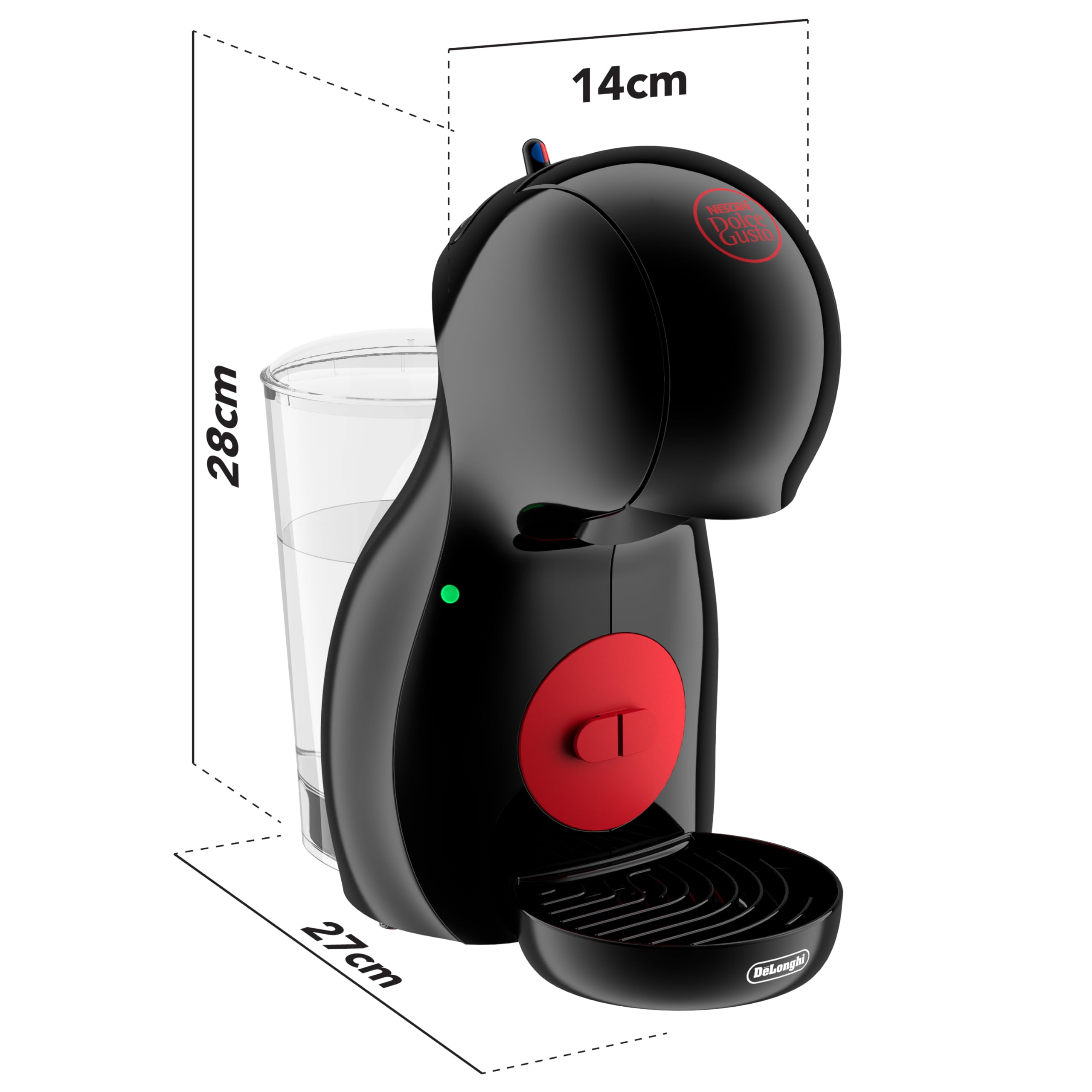 NESCAFÉ DOLCE GUSTO De'Longhi Piccolo XS Pod Capsule Coffee Machine, Espresso, Cappuccino and more, EDG210.WB, 0.8 litres, White and Black