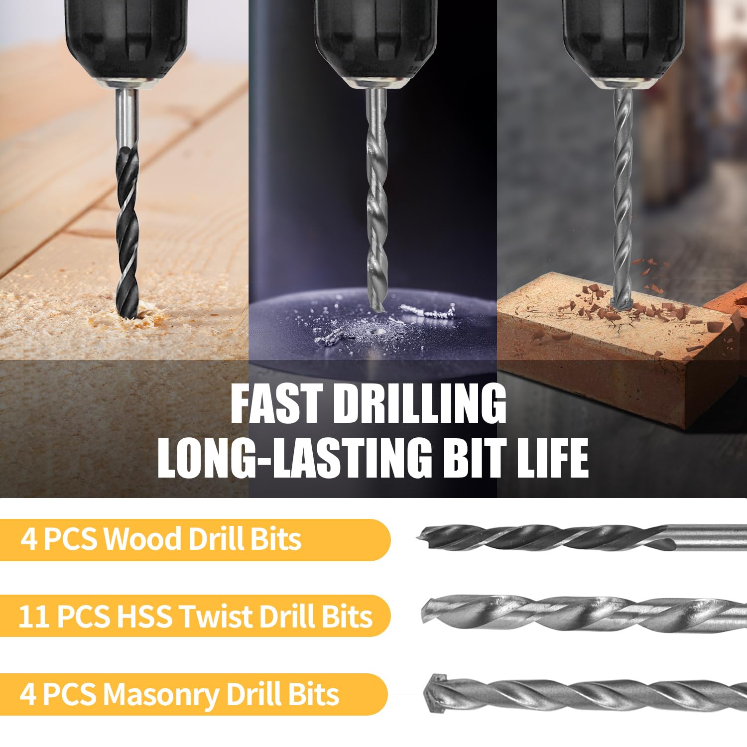 C P CHANTPOWER Drill Bit Sets and Screwdriver Bit Sets with Case for Drilling Wood, Plastic, Soft Metal, 41 Pieces