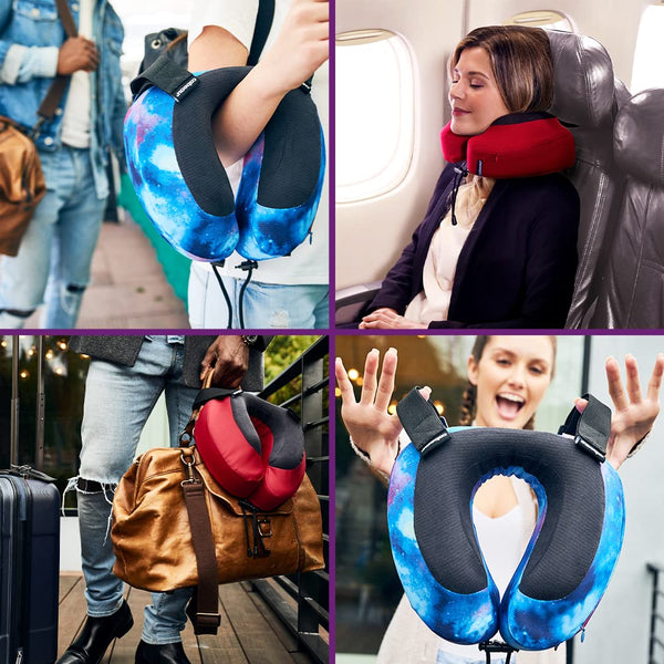 Cabeau Evolution S3 Travel Pillow - Airplane Seat Straps - Ensures Your Head Won't Fall Forward - Relax with Plush Memory Foam - Quick-Dry Fabric Keeps You Cool and Dry (Indigo).., Jet black, S3