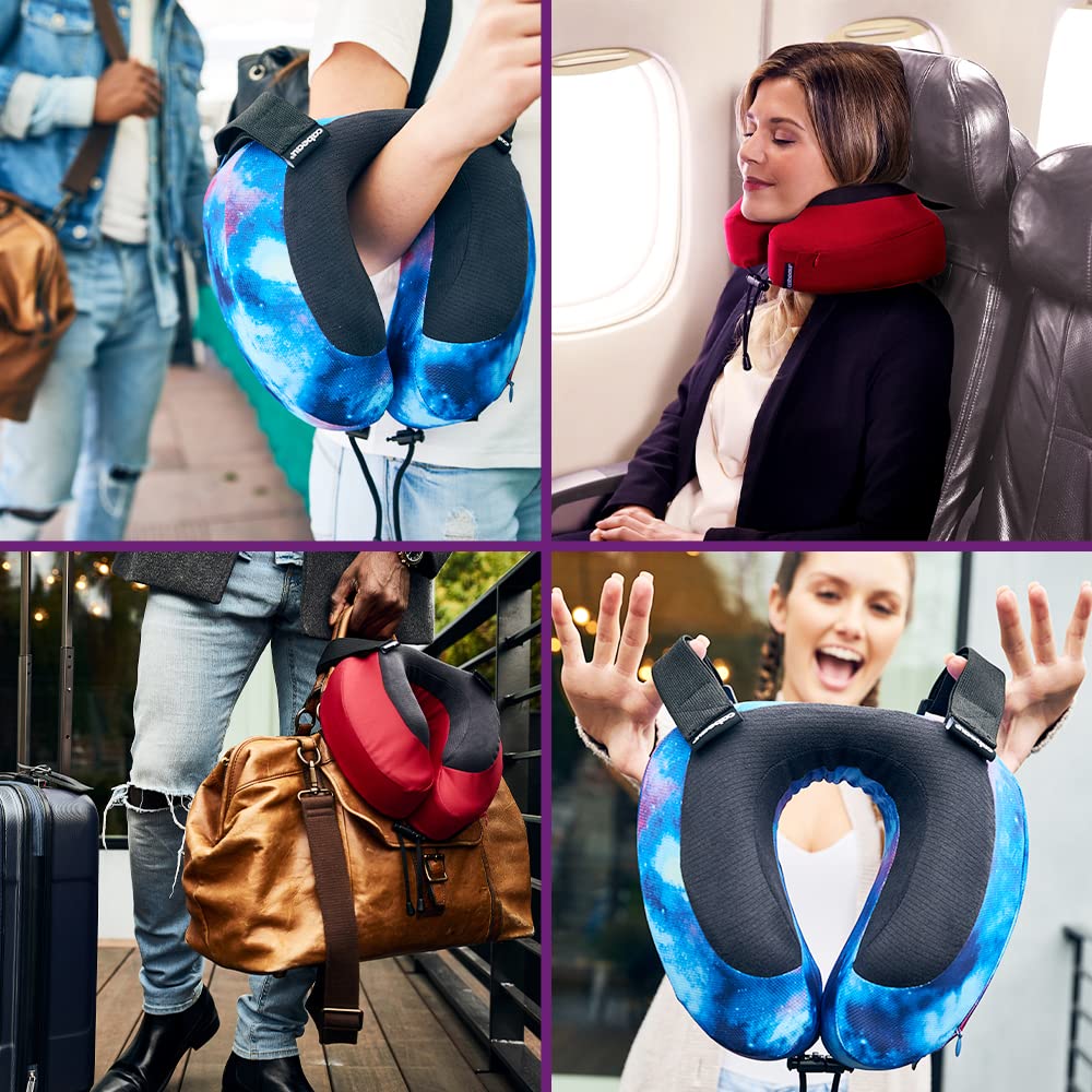 Cabeau Evolution S3 Travel Pillow - Airplane Seat Straps - Ensures Your Head Won't Fall Forward - Relax with Plush Memory Foam - Quick-Dry Fabric Keeps You Cool and Dry (Indigo).., Jet black, S3